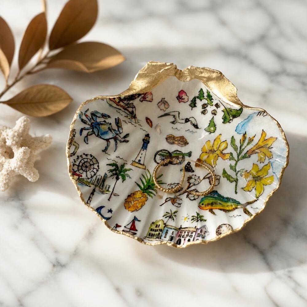 Coastal Collage Trinket Dish | South Carolina Jewelry Dish Decor & Ring Holder